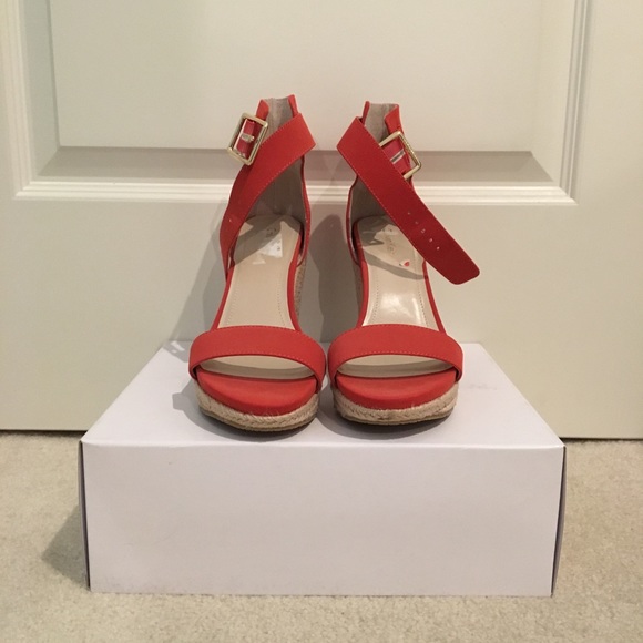Calvin Klein Shoes - NWOT Calvin Klein red-orange wedges